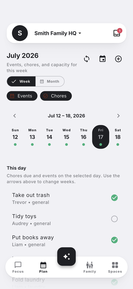 The Plan view — the week laid out with capacity in view